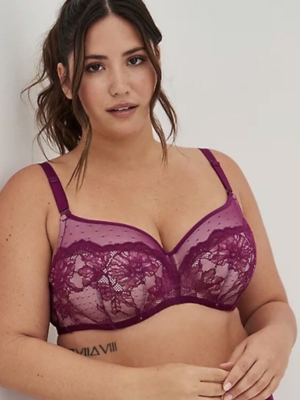 Torrid Curve 38C Lace Balconette Underwire Bra - Deep Berry